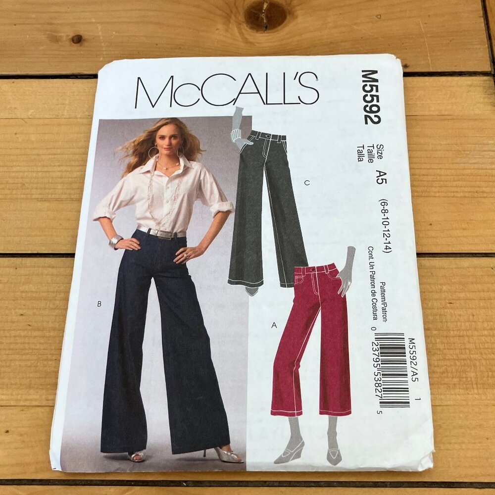 Wide Leg Trousers Jeans Sewing Pattern McCall's 5592 Multi Size 6-14 Y2K 2008